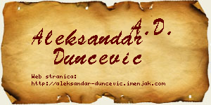 Aleksandar Dunčević vizit kartica